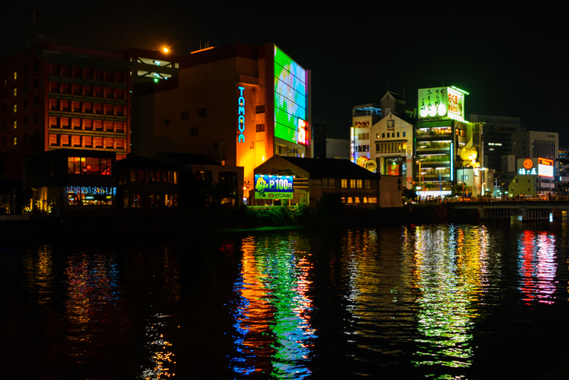 The Nakasu riverside at night, Fukuoka